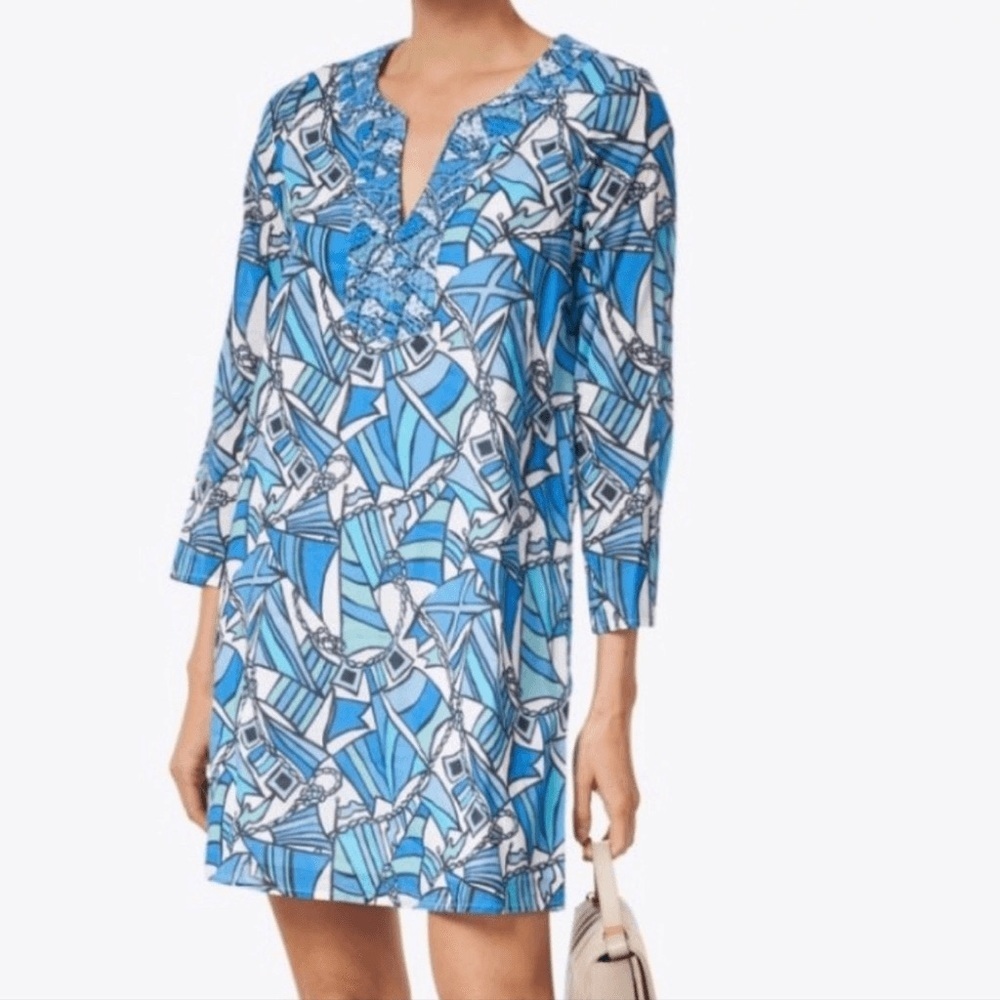 NWT Sail to Sable Blue Flag Tunic Dress Womens Medium